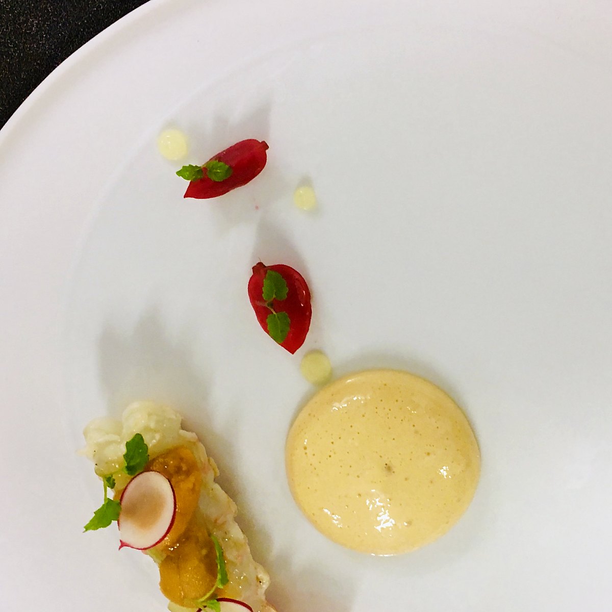 Langoustine with sea urchin and bisque foam